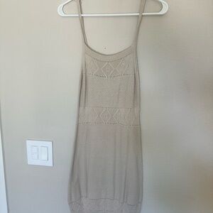 Beige Knit Sleeveless Dress- Swim Cover